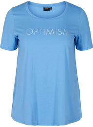 Lyhythihainen puuvillainen t-paita painatuksella, Ultramarine OPTIMISM