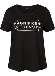 Lyhythihainen puuvillainen t-paita painatuksella, Black/Magnificent