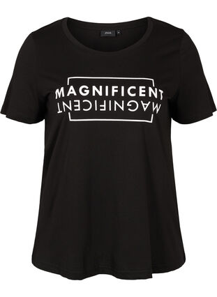 Lyhythihainen puuvillainen t-paita painatuksella, Black/Magnificent, Packshot image number 0