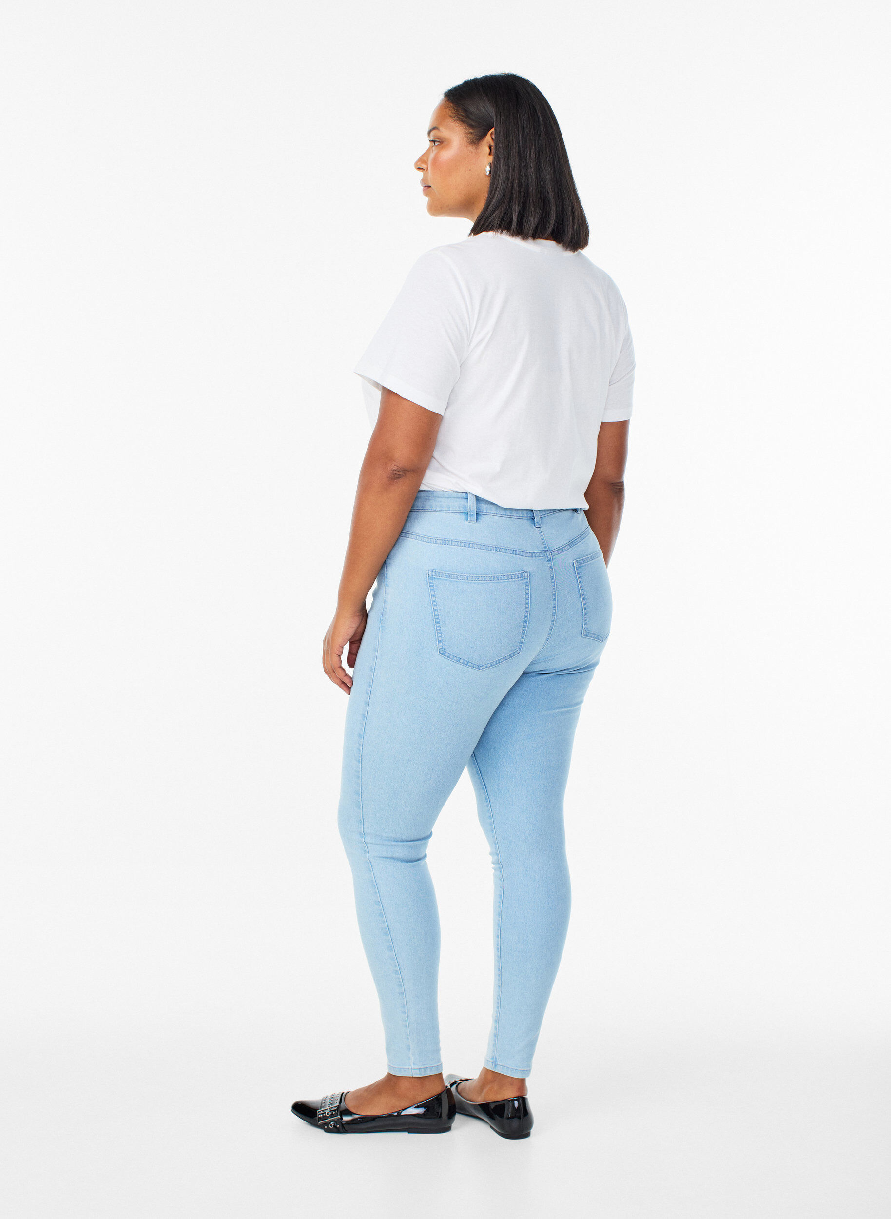 ZizziAmy korkea vy&ouml;t&auml;r&ouml;iset super slim fit -farkut, Sininen, Model image number 1