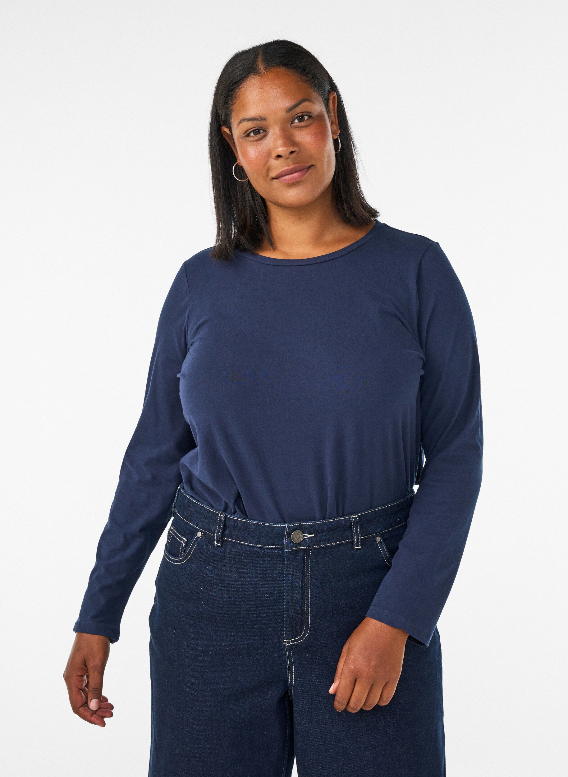 ZizziPerus jersey-paita, jossa pitk&auml;t hihat, Sininen, Model image number 0