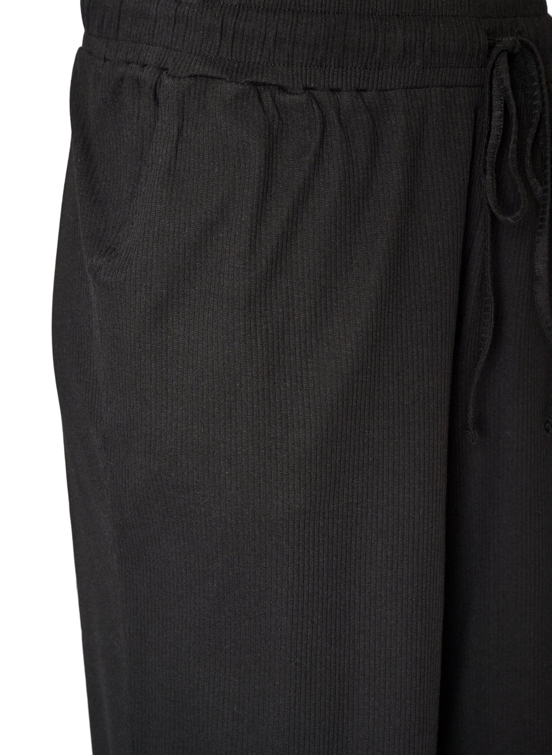 ZizziRibatut pyjamahousut suorilla lahkeilla, Musta, Packshot image number 2
