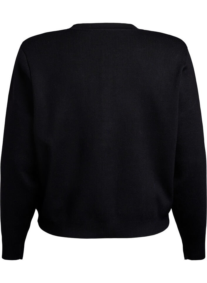 Neuletakki koristeellisilla kultanapeilla, Musta, Packshot image number 1