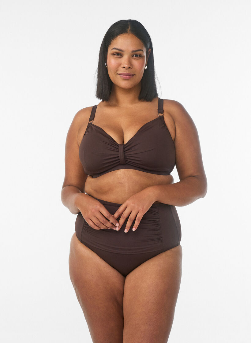Bikiniliivit, joissa on kaarituet ja laskostus, Ruskea, Model image number 1