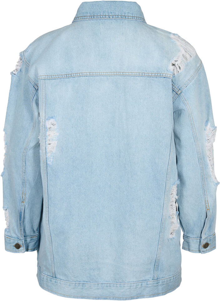 Väljä farkkutakki kulutuksilla, Light blue denim, Packshot image number 1