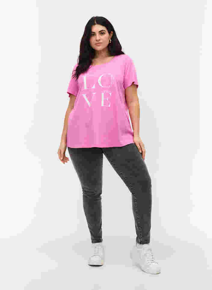 Puuvillainen t-paita printilllä, Cyclamen LOVE, Model image number 2