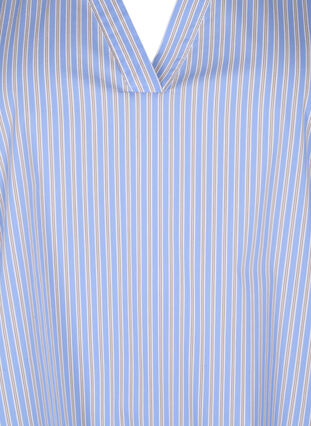 Raidallinen pusero, jossa on peplum ja röyhelöitä, Blue Stripe, Packshot image number 2