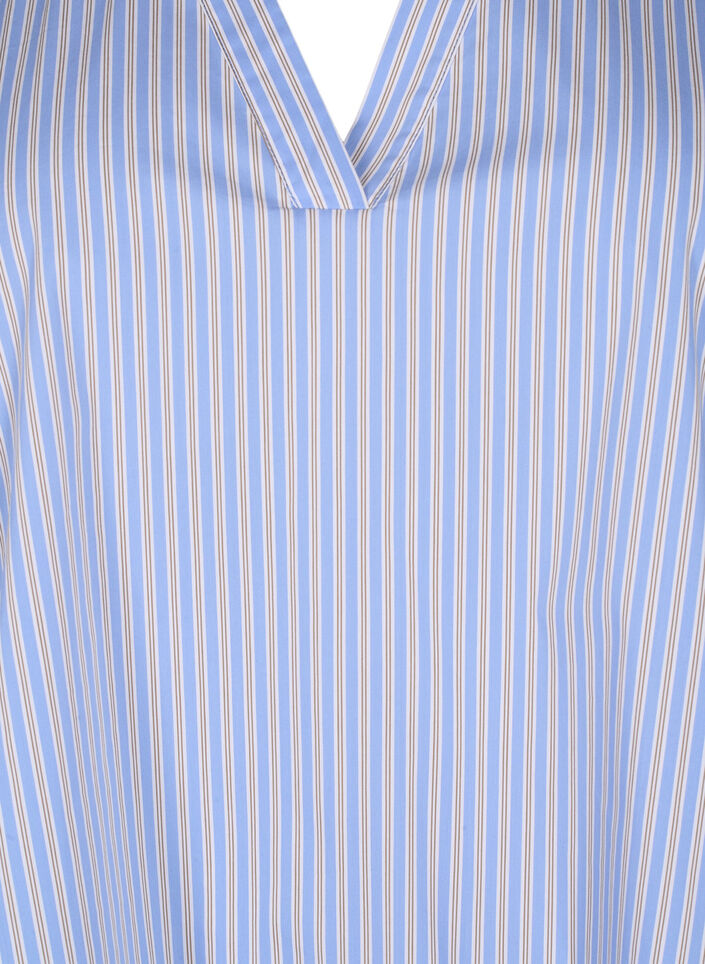 Raidallinen pusero, jossa on peplum ja röyhelöitä, Blue Stripe, Packshot image number 2