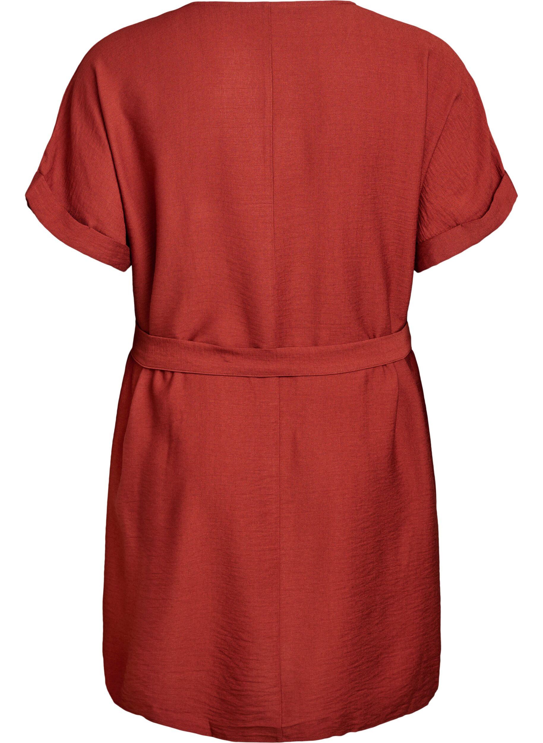 Zizzi Lyhyt v&auml;lj&auml; vy&ouml;ll&auml; solmittava mekko, Punainen, Packshot image number 1