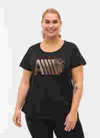 T-paita printillä treeniin , Black w. RoseGoldF., Model