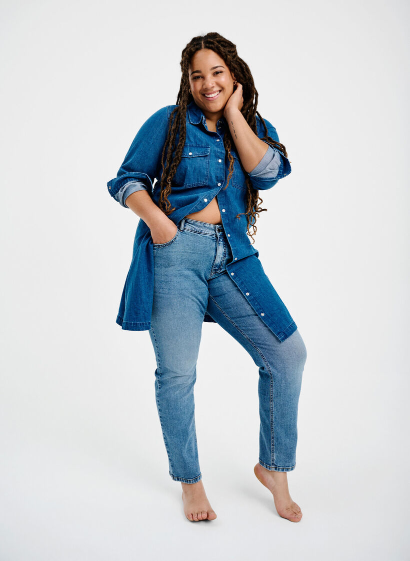 Kaksiväriset Mille Mom Fit -farkut, Lt. B. Comb, Image image number 0