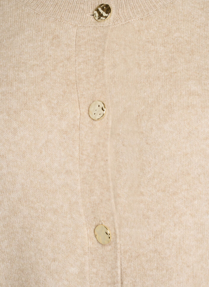 Neuletakki pehme&auml;st&auml; neuleesta kullanv&auml;risill&auml; napeilla, Beige, Packshot image number 2