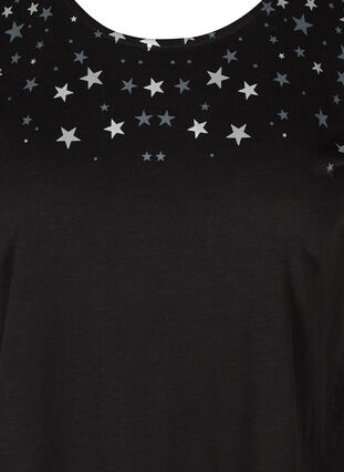 Lyhythihainen t-paita puuvillasta tähtiprintillä, Black STARS, Packshot image number 2