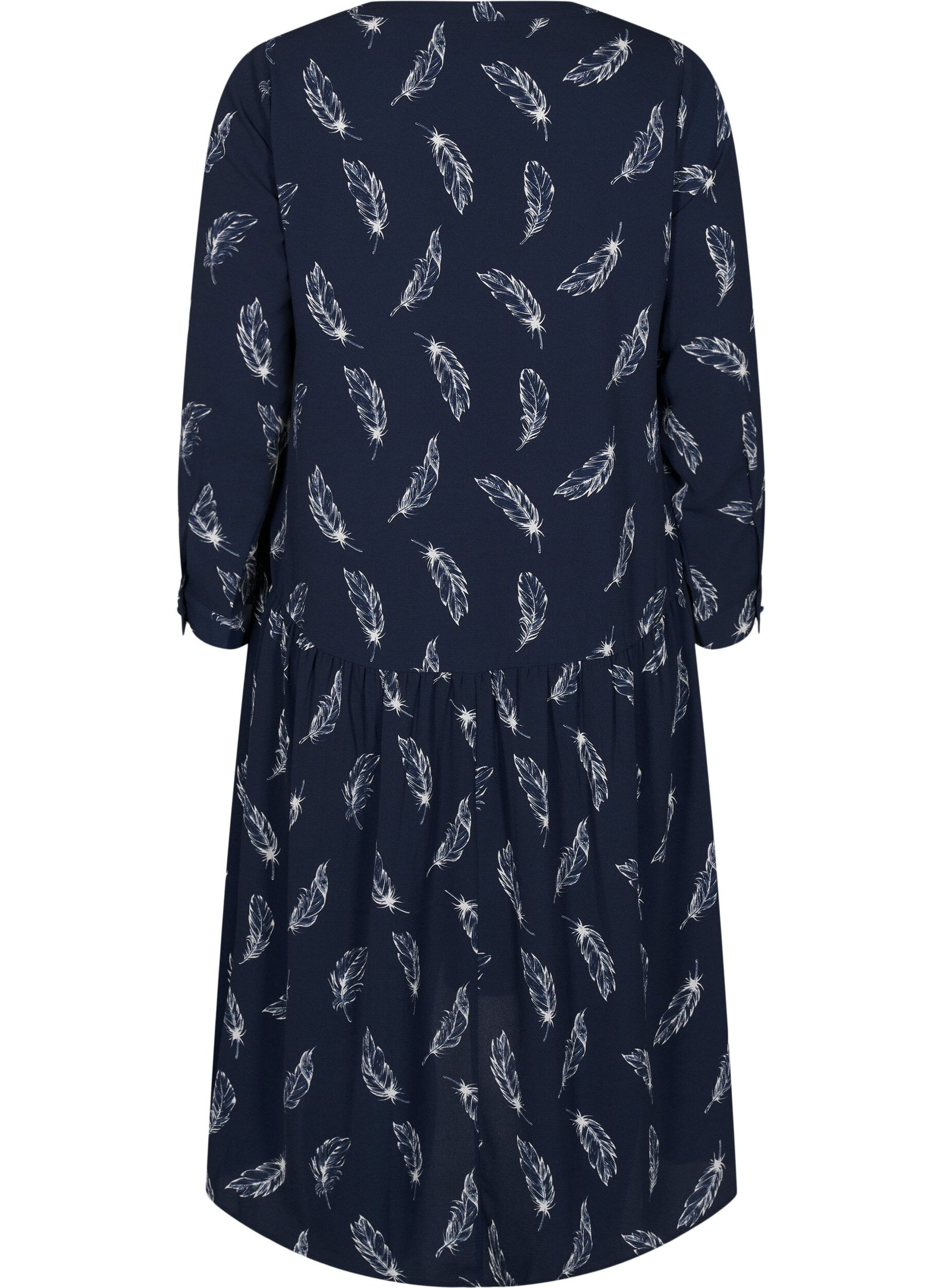 Zizzi Midi-mekko pitkill&auml; hihoilla, Navy B. Feather AOP, Packshot image number 1