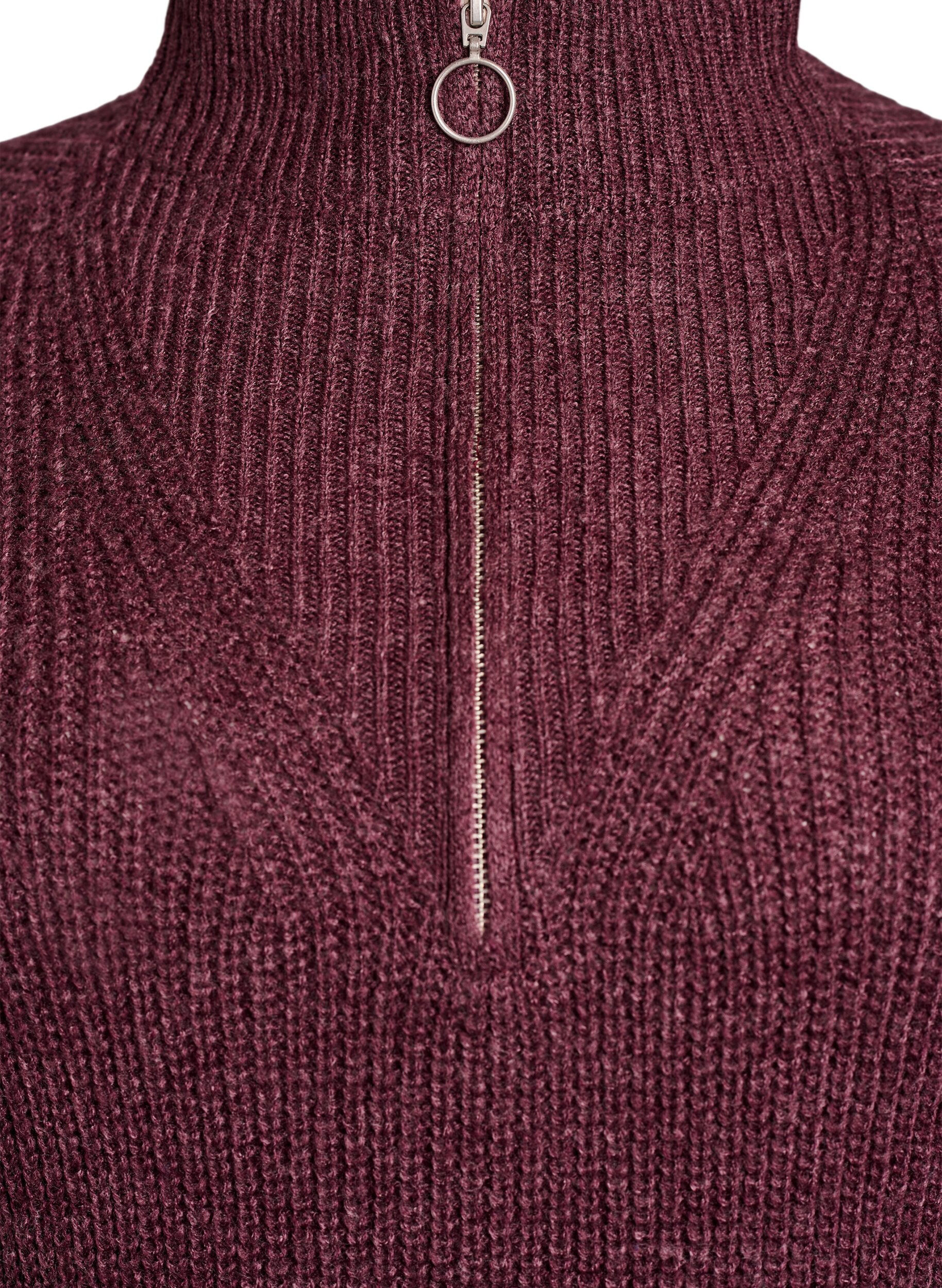 Zizzi FLASH - Lyhyt neulemekko korkealla kauluksella, Punainen, Packshot image number 2