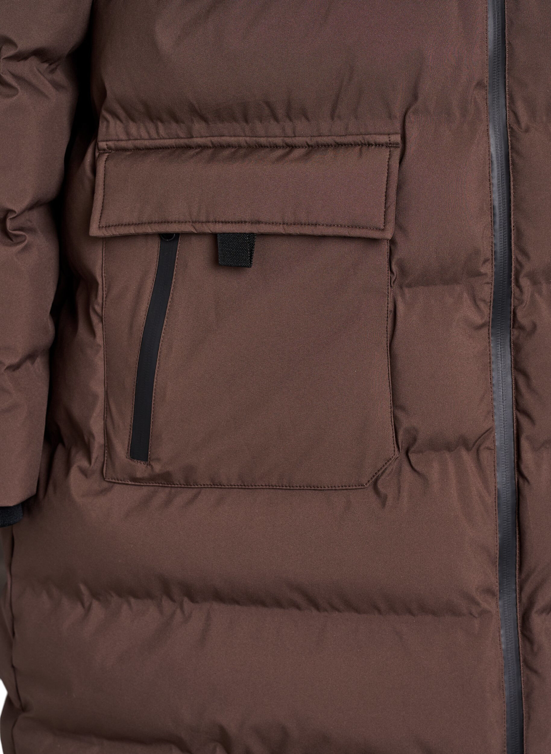 Zizzi Puffer-takki hupulla ja taskuilla, Ruskea, Packshot image number 3