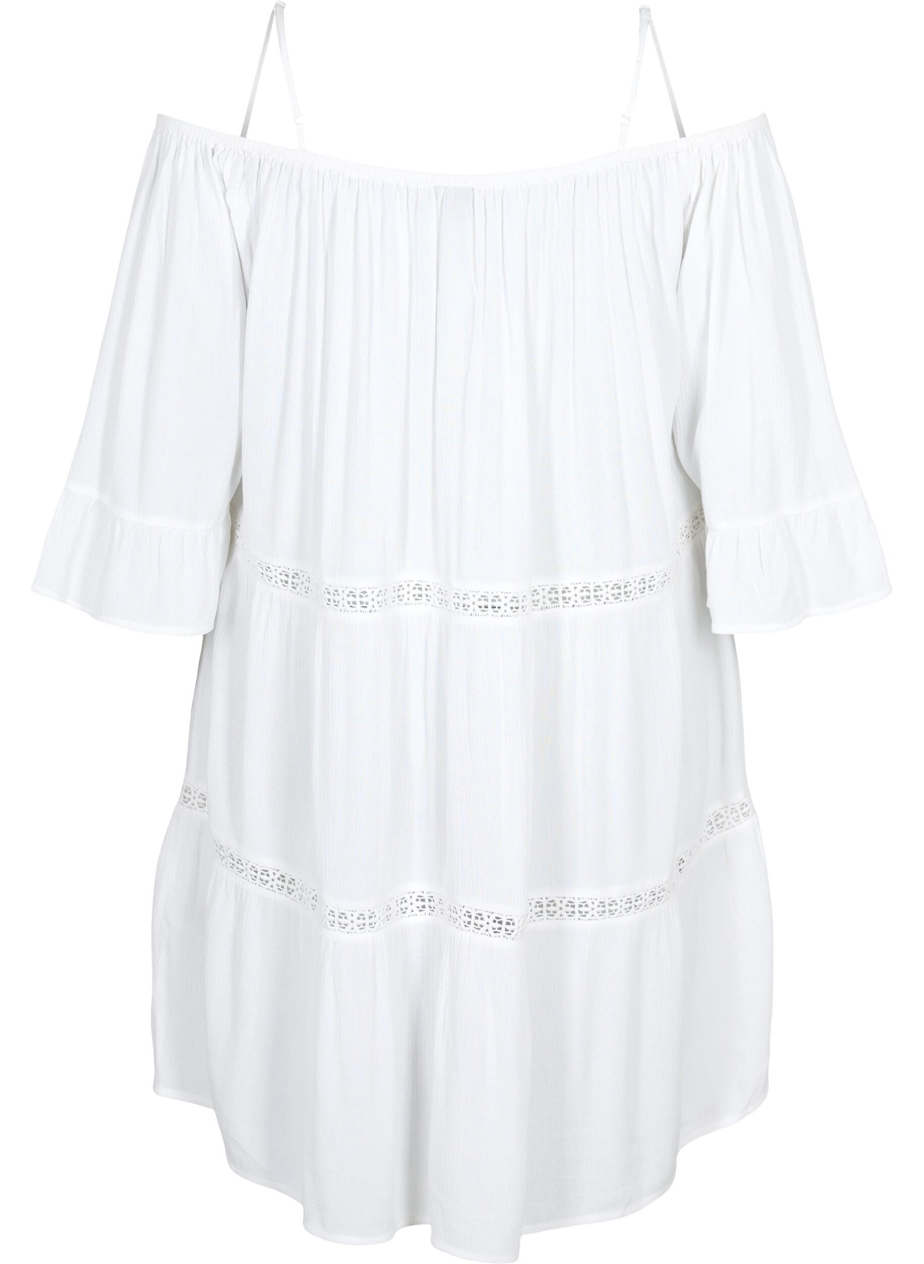 Zizzi Off shoulder -rantatunika, White, Packshot image number 1