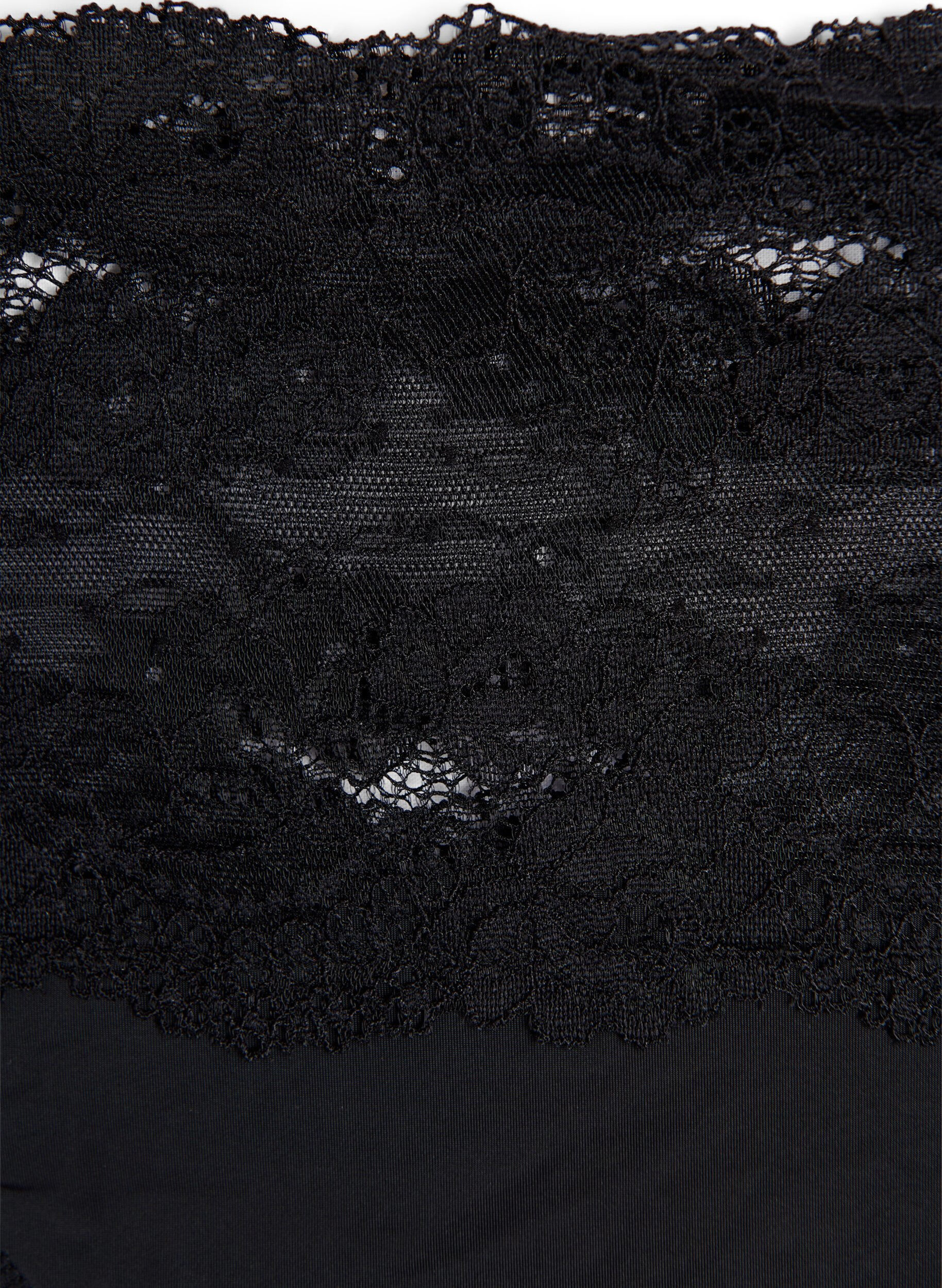 Zizzi 2 kpl stringej&auml; leve&auml;ll&auml; pitsikantilla , Musta, Packshot image number 2