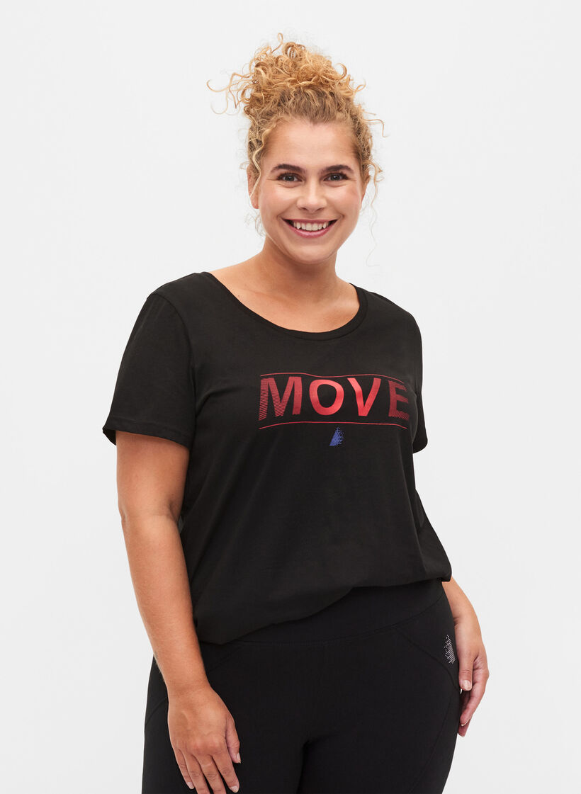 T-paita printillä treeniin , Black w. Stripe Move, Model image number 0
