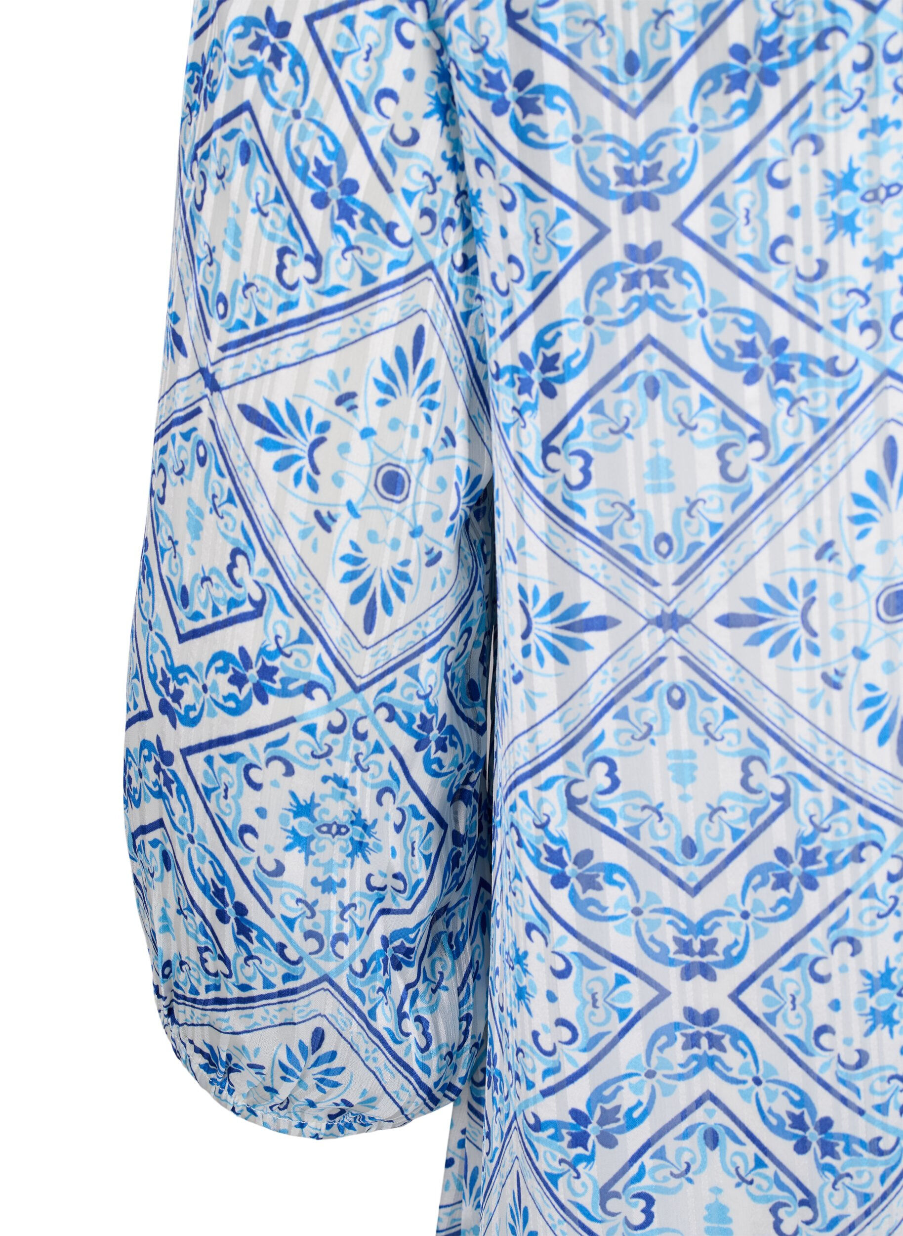 Zizzi Kuvioitu mekko, jossa on v-p&auml;&auml;ntie ja 3/4-hihat, Birch Graphic AOP, Packshot image number 3