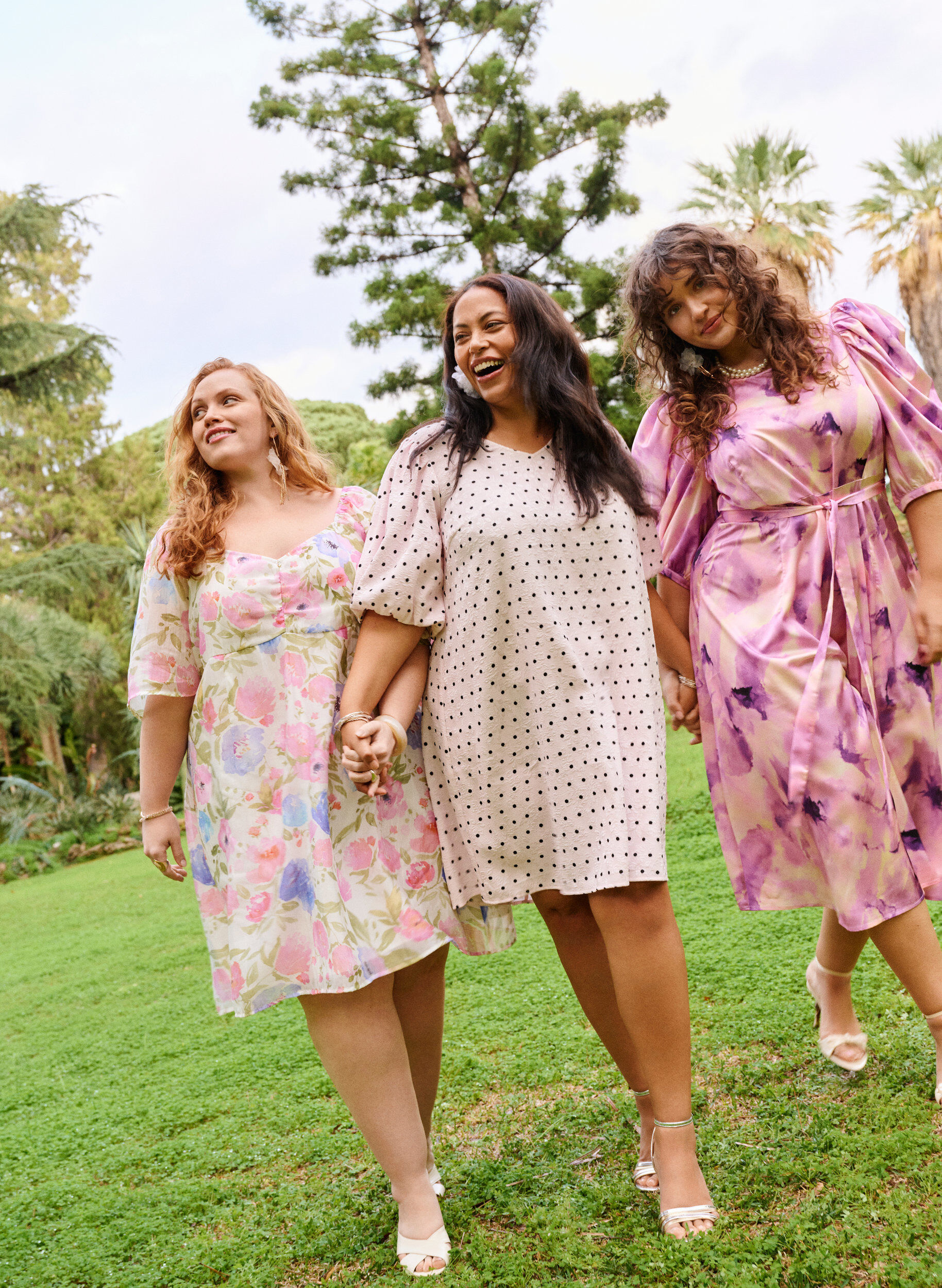 Zizzi Pallokuvioinen A-linjainen mekko pallohihoilla, Vaaleanpunainen, Image image number 0