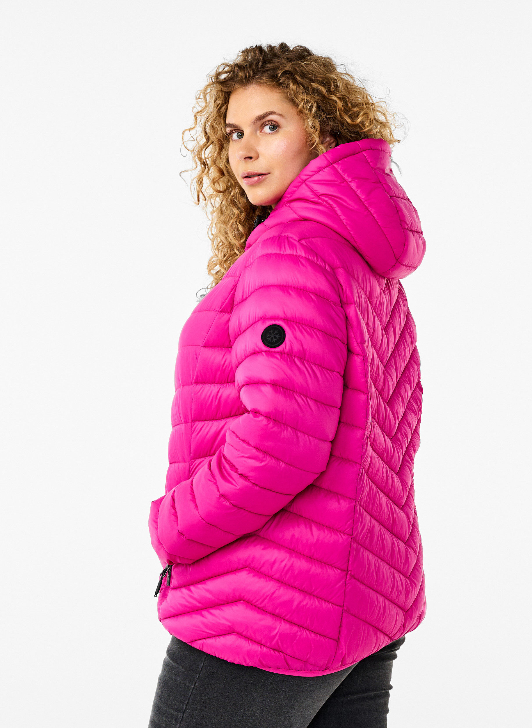 ZizziKevyt takki hupulla, Vaaleanpunainen, Model image number 2