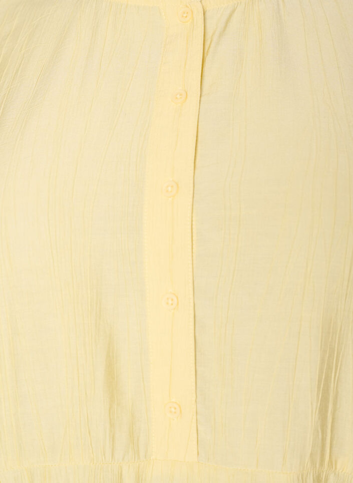 Lyhyt viskoosimekko r&ouml;yhel&ouml;yksityiskohdilla, Keltainen, Packshot image number 2