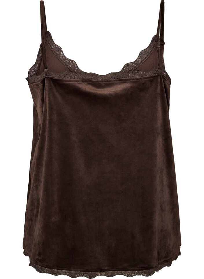 Velourpaita pitsireunuksella, Ruskea, Packshot image number 1