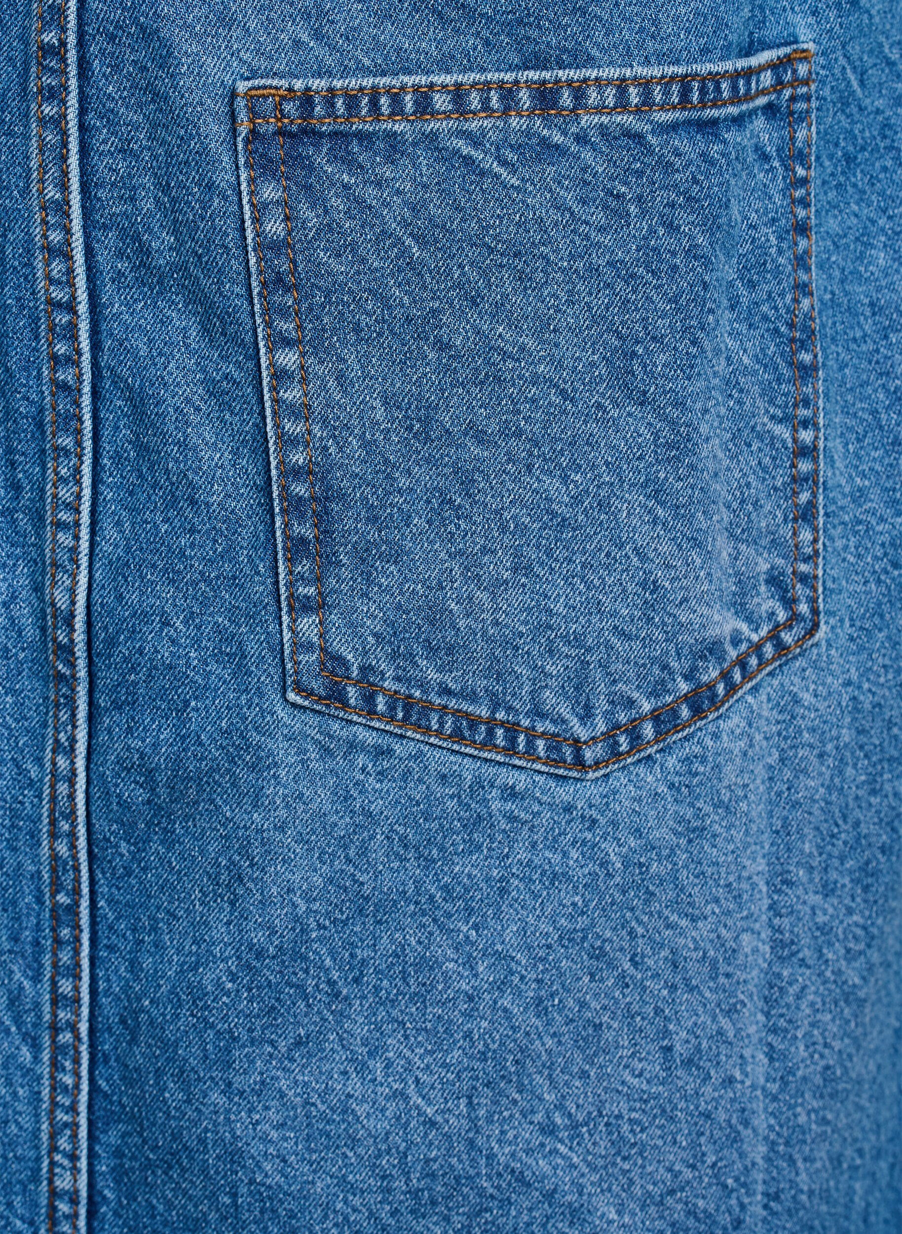 Zizzi Midi-farkkumekko henkseleill&auml;, Blue Denim, Packshot image number 3