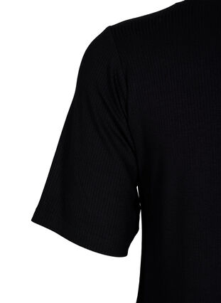 Ribattu T-paita viskoosista, Black, Packshot image number 3