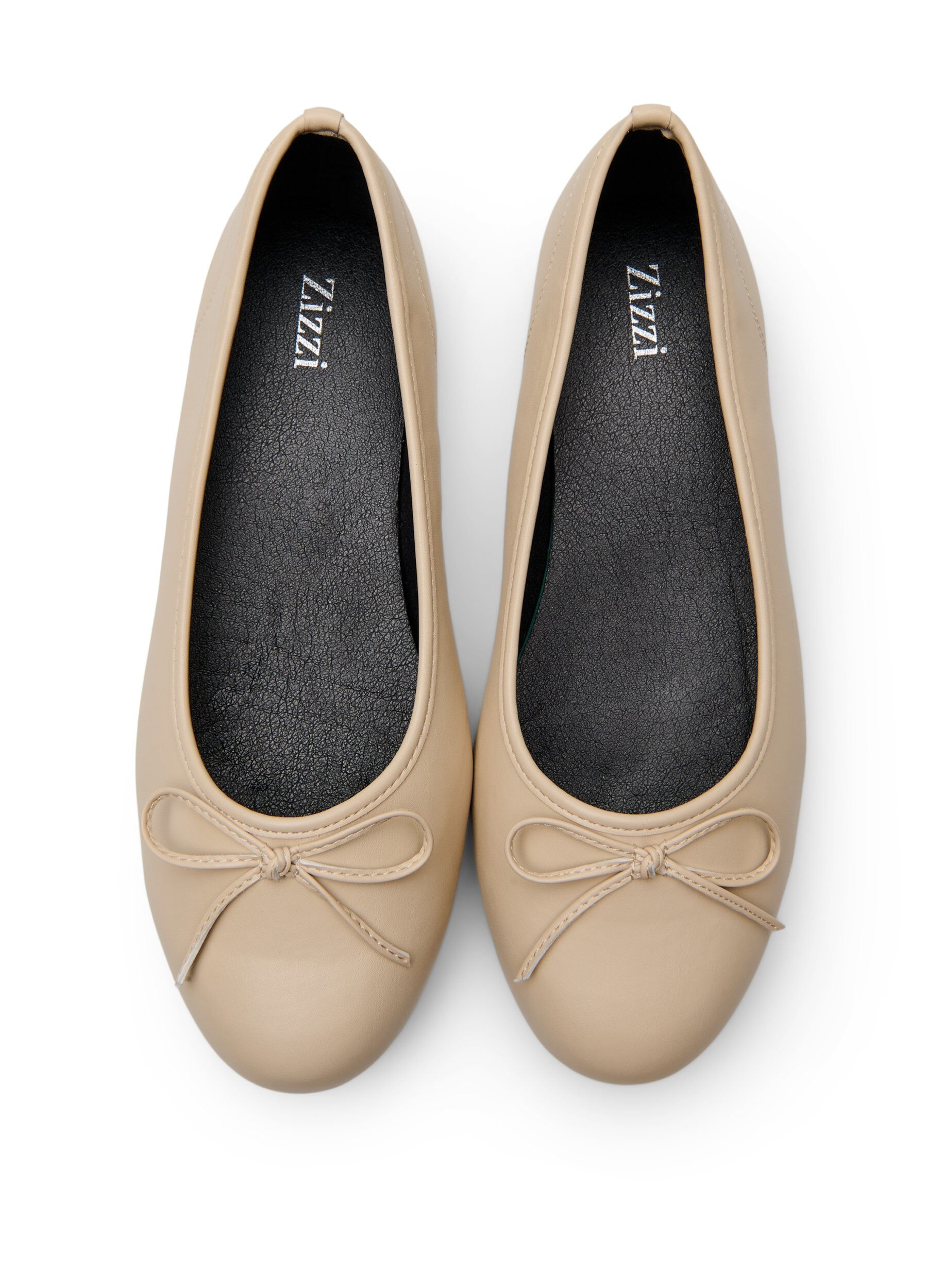 Zizzi Leve&auml;lestiset - Ballerinat rusetilla, Beige, Packshot image number 2