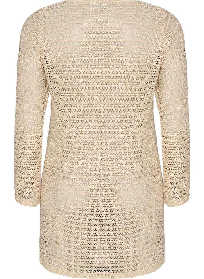 Rantamekko silmukkaompeleella ja pitk&auml;t hihat, Beige, Packshot