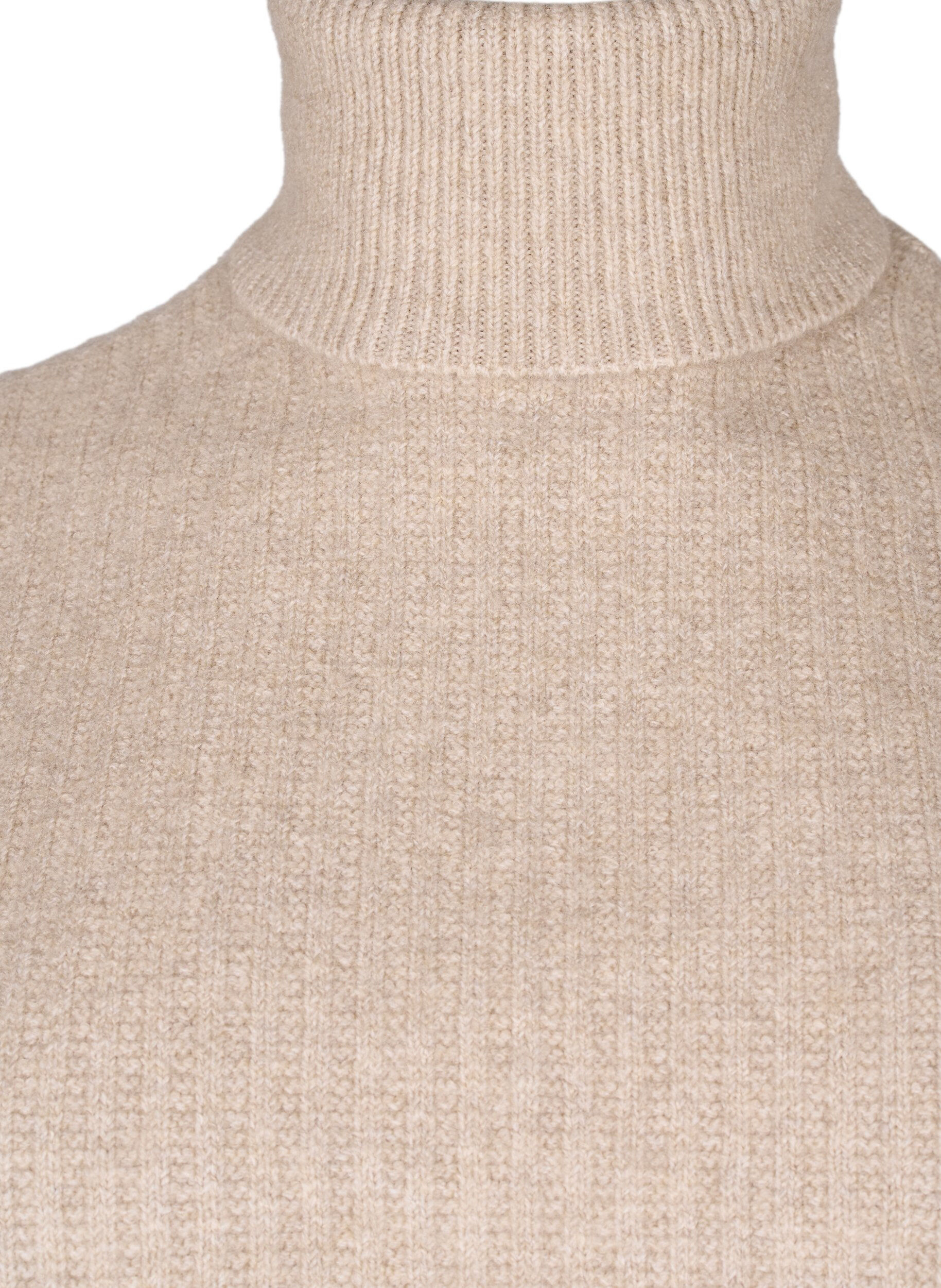 Zizzi Kaulal&auml;mmitin joustinneuleesta, Silver Mink, Packshot image number 2