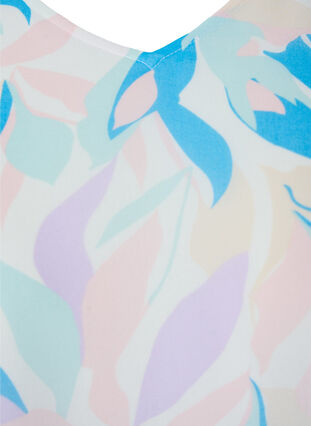 Kuosillinen, v-aukkoinen pusero pitkillä hihoilla, White/Pastel Leaf, Packshot image number 2