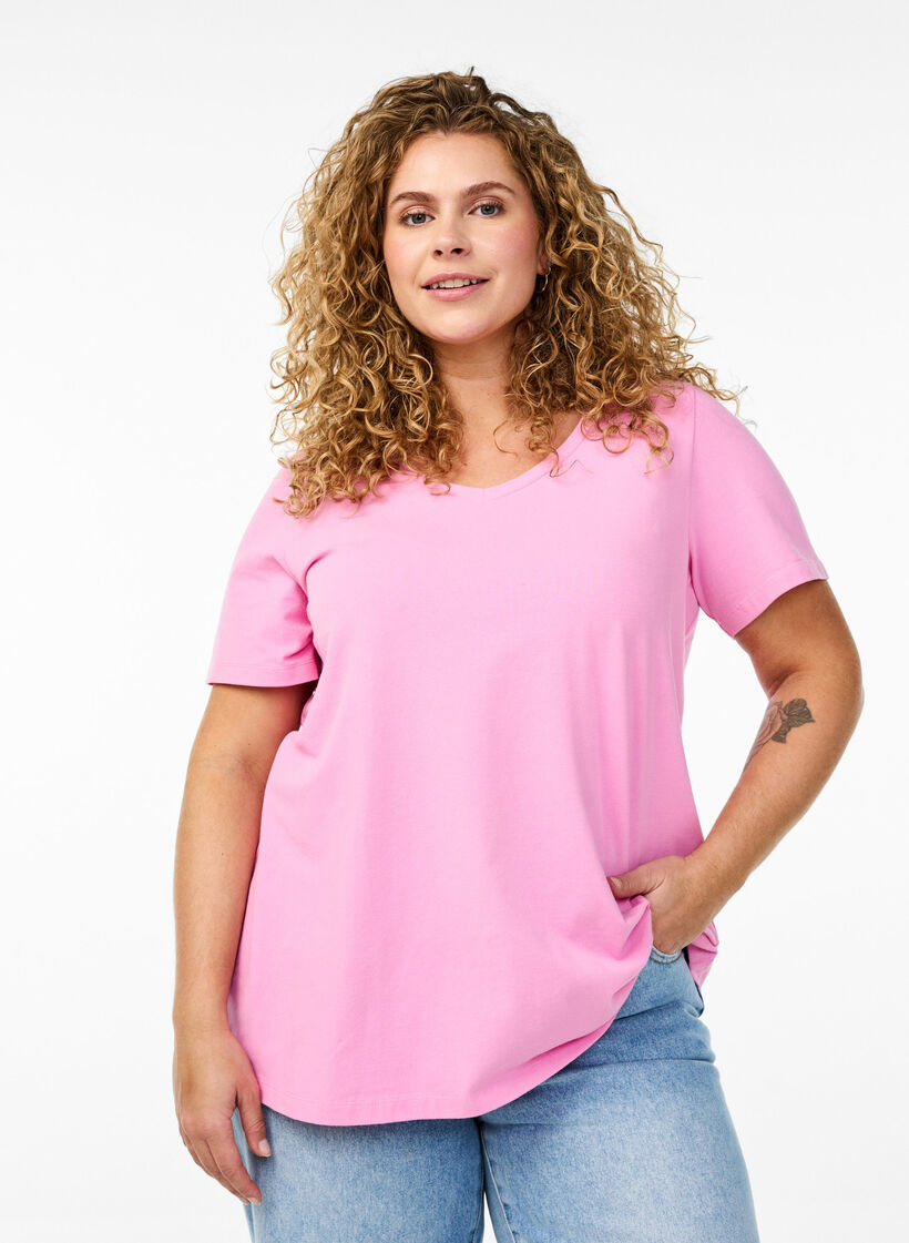 Perus puuvillainen t-paita, Vaaleanpunainen, Model image number 0