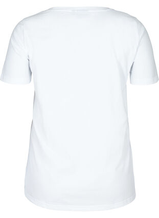 Lyhythihainen puuvillainen t-paita painatuksella, Bright White, Packshot image number 1