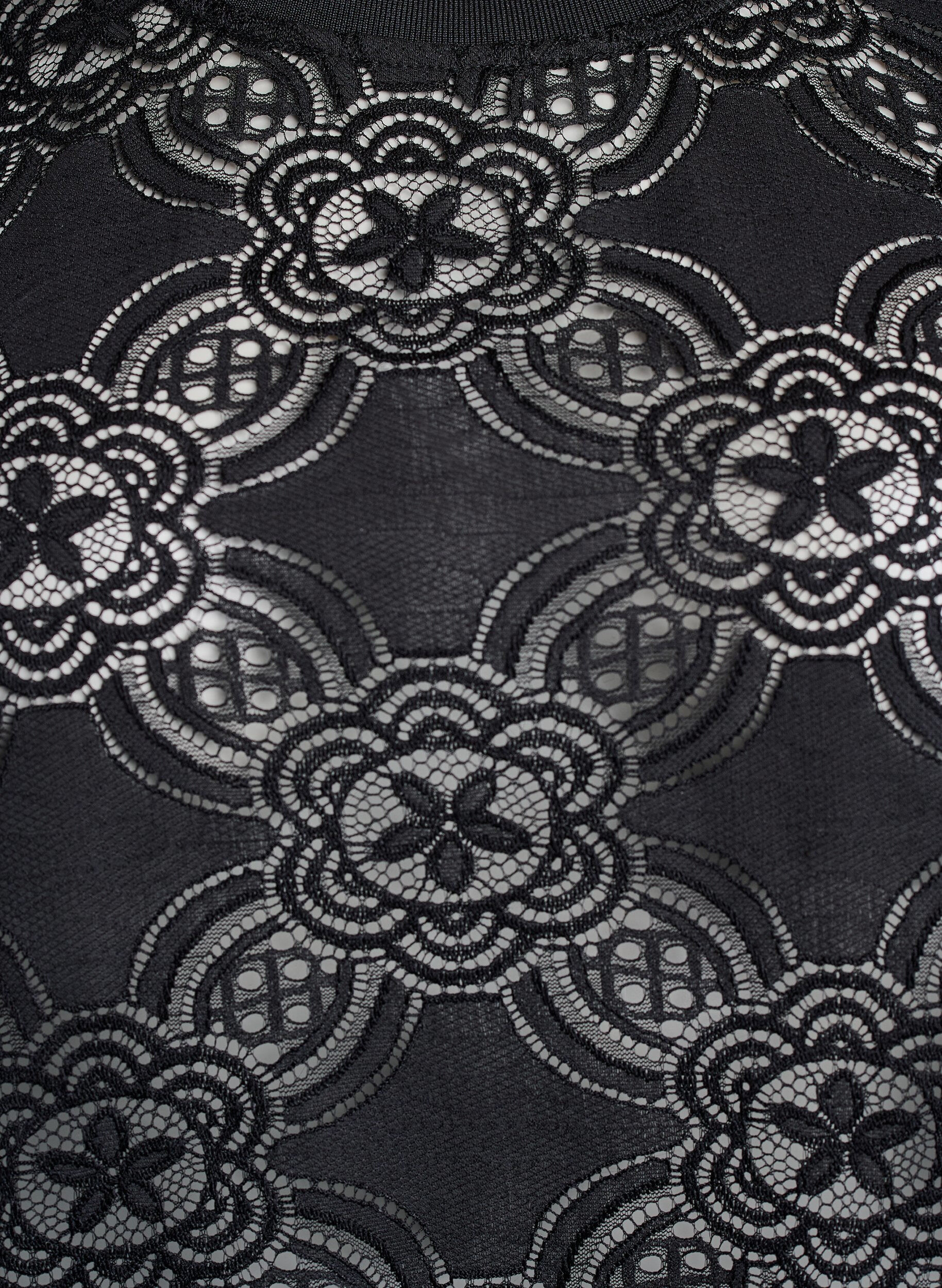 Zizzi Pitsipusero graafisella kuviolla ja puolipitkill&auml; hihoilla, Musta, Packshot image number 2