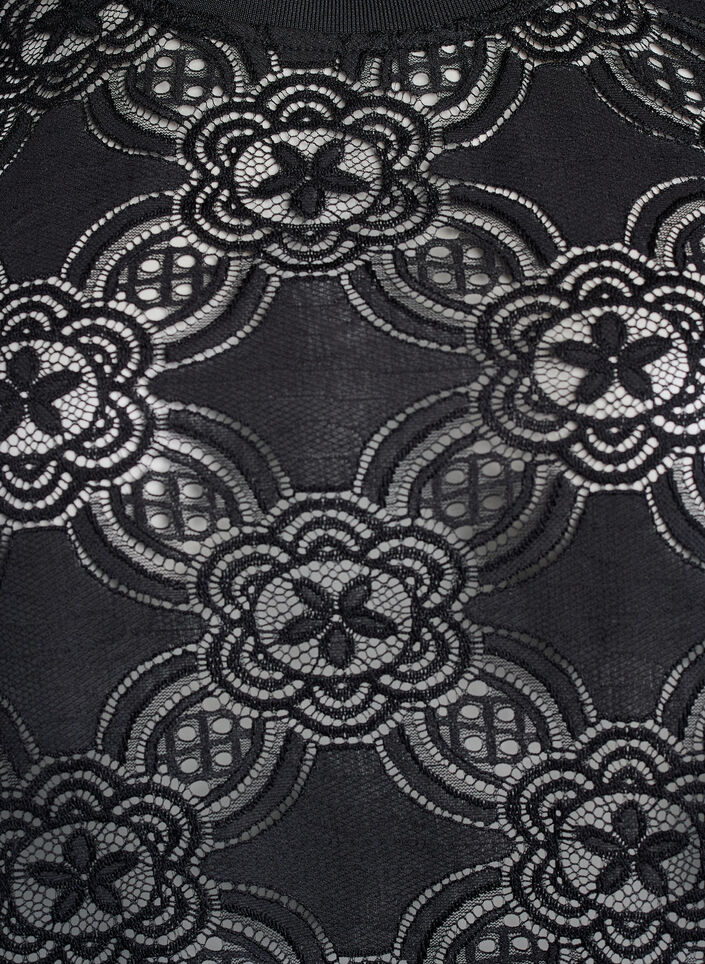 Pitsipusero graafisella kuviolla ja puolipitkill&auml; hihoilla, Musta, Packshot image number 2