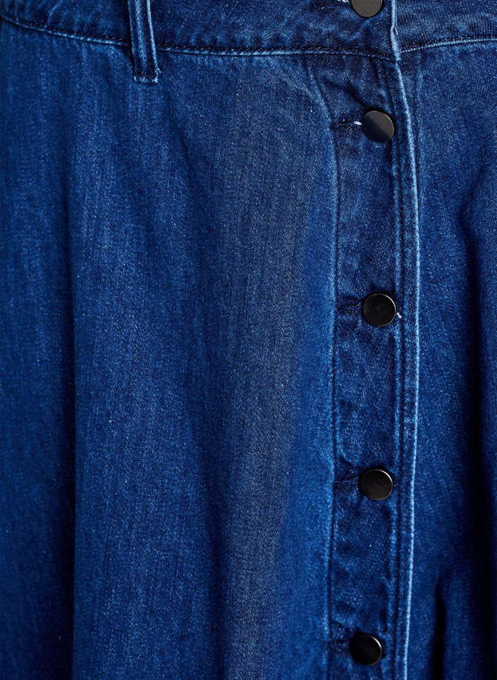 A-linjainen farkkuhame nappikiinnityksell&auml;, Sininen, Packshot image number 2