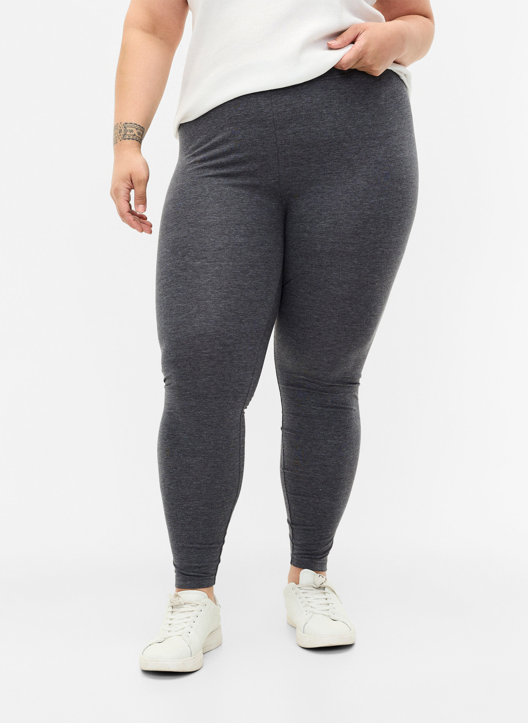 Zizzi Harmaat meleeratut leggingsit, Dark Grey Melange, Model image number 0