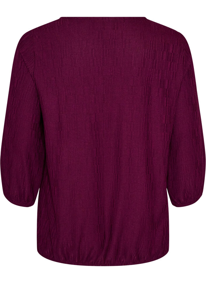 Pusero tekstuurilla ja 3/4-hihoilla, Violetti, Packshot image number 1