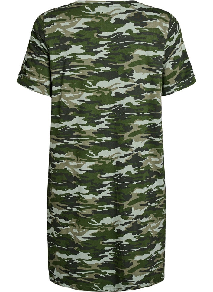 Lyhyt T-paitamekko puuvillatrikoosta, Vihreä, Packshot image number 1