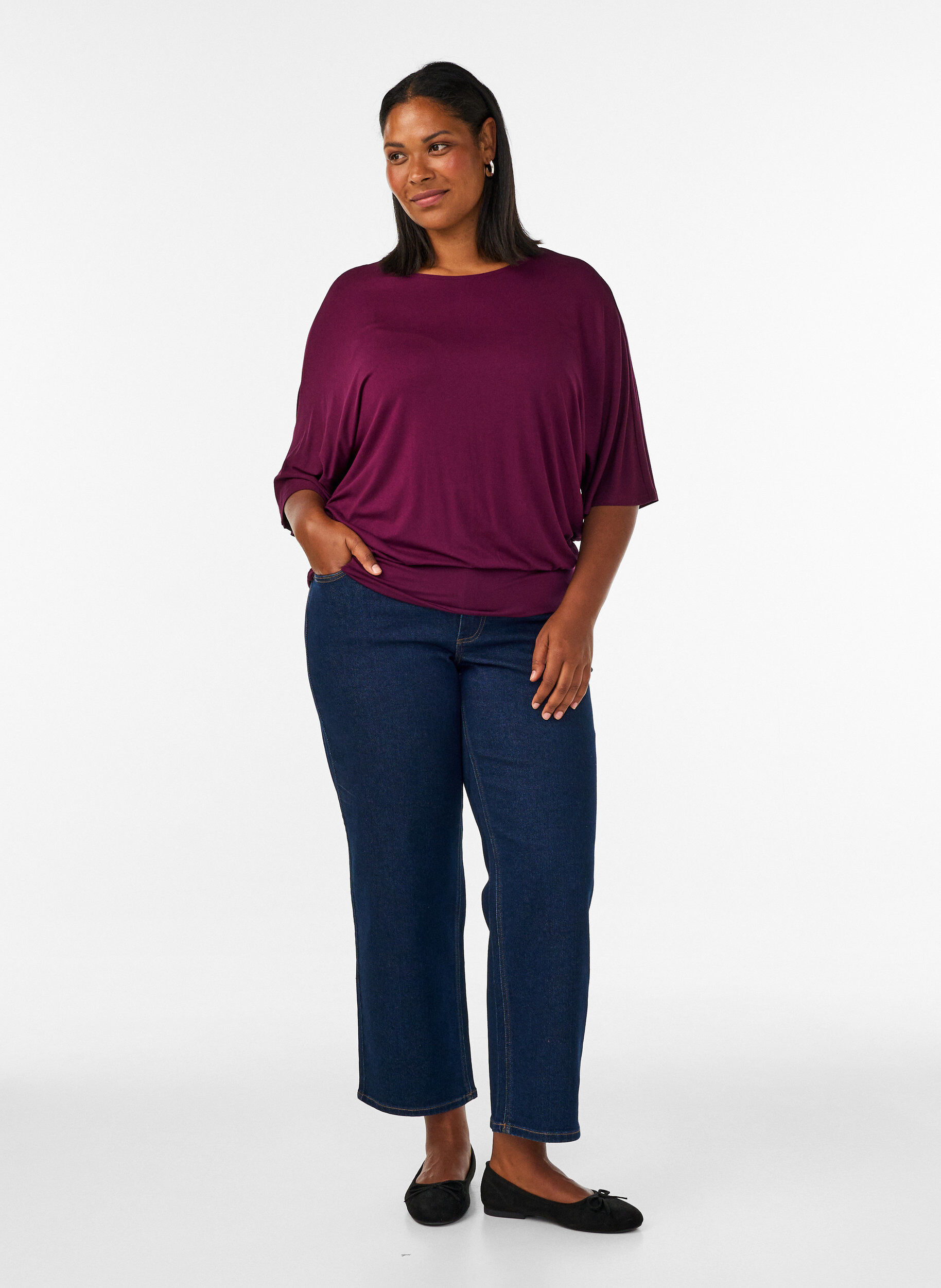 ZizziJerseypusero kyyn&auml;rpituisilla pallohihoilla, Violetti, Model image number 1