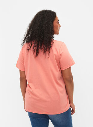 Lyhythihainen t-paita v-pääntiellä, Bright Coral, Model image number 1