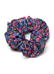 Kukallinen scrunchie, Blue Pink Flower