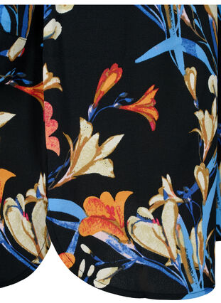 Kuvioitu mekko, jossa on kiristysnauha vyötäröllä, Black Flower AOP, Packshot image number 4