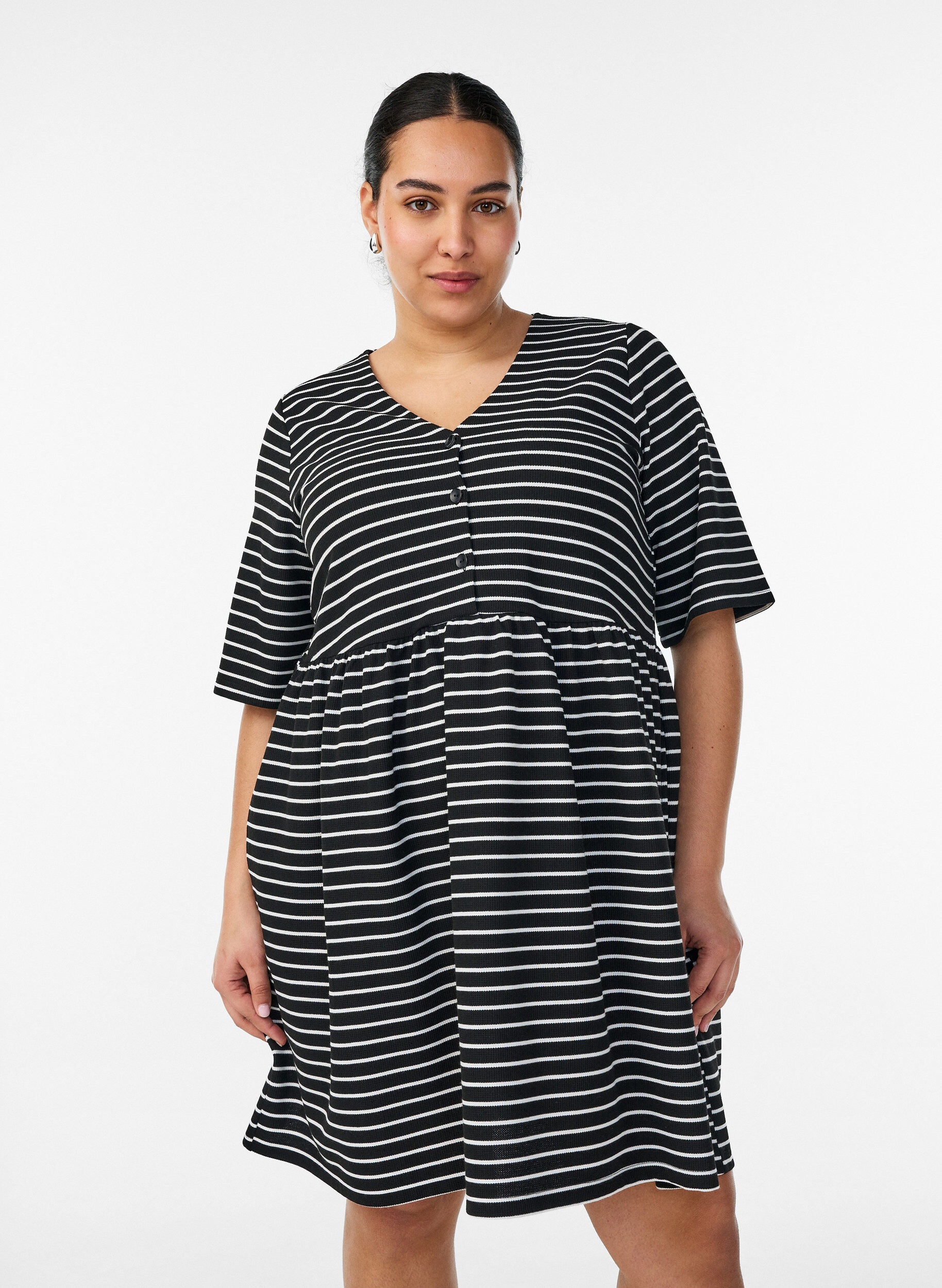 ZizziMekko ribbineuloksella ja empire-leikkauksella, Valkoinen, Model image number 0