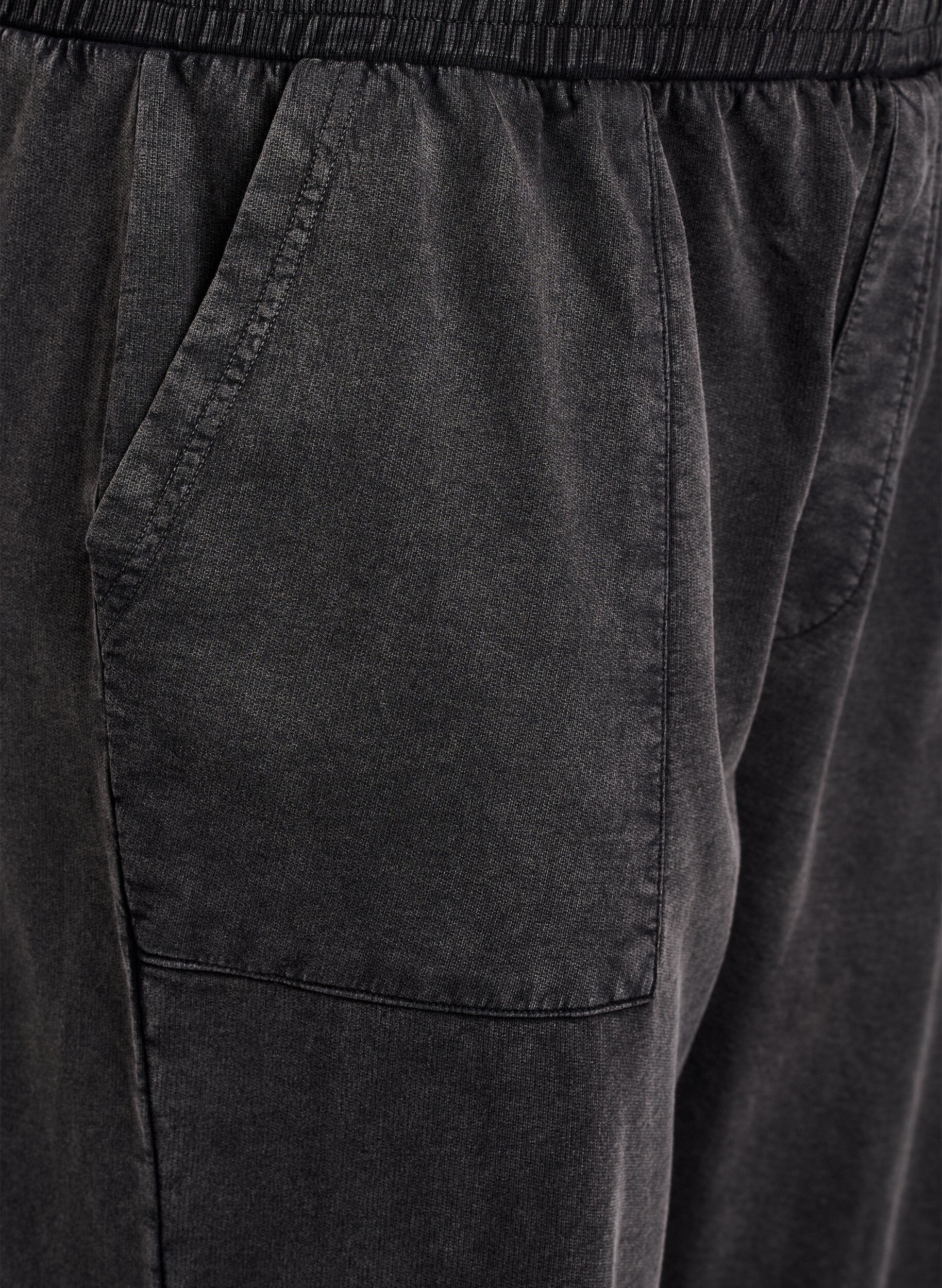 Zizzi Leve&auml;lahkeiset collegehousut pestyll&auml; lookilla, Harmaa, Packshot image number 2