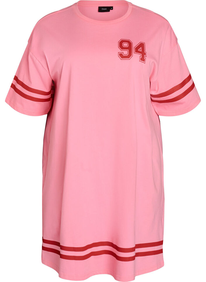 Lyhyt T-paitamekko sporttisilla yksityiskohdilla, Vaaleanpunainen, Packshot image number 0