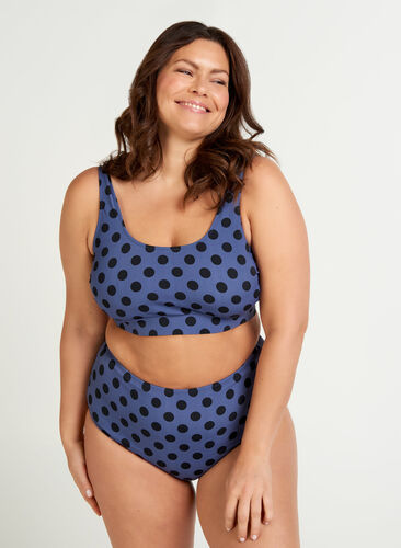 Korkeavyötäröinen bikinialaosa kuosilla, Blue Indigo Dot, Model image number 0